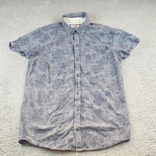 Joe Browns Mens Medium Button Up Blue Floral Print Short Sleeve