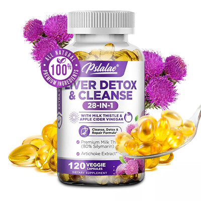 120pcs 28-In-1 Liver Detox & Cleanse 1430mg - Liver Repair - with Milk Thistle