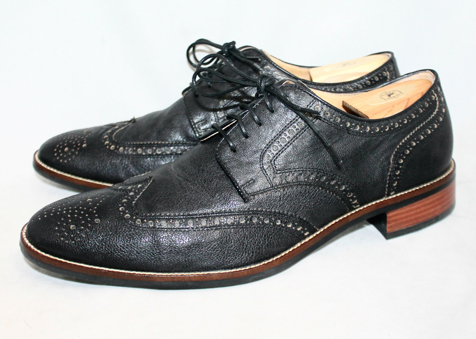 SAOLA Oxford COLE HAAN Grand OS Lenox Hill in pelle nera punta alare 12227 da uomo 13 M stringate