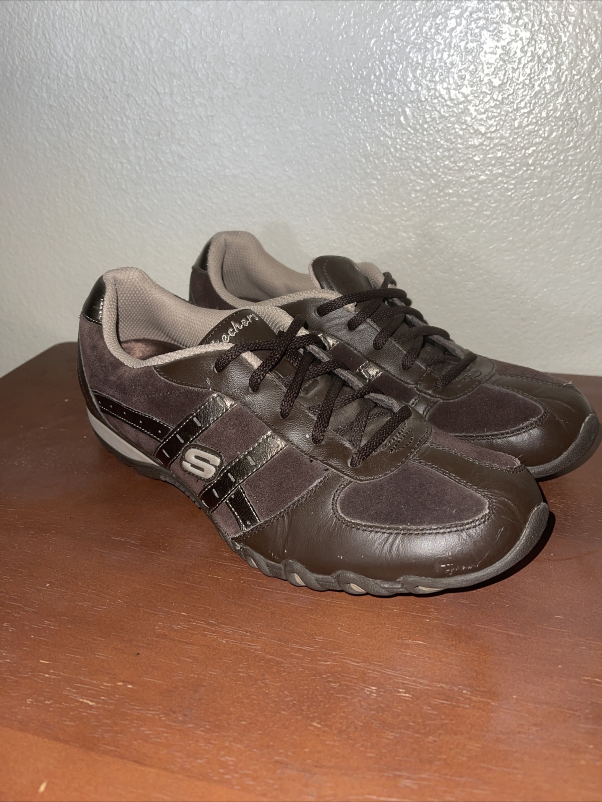 Skechers Womens Speedster 21062 Size 10 Brown  Leather Lace Up Walking Sneakers