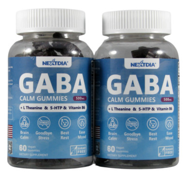 Nextdia GABA Gummies 500 mg Sugar-Free Calm with L Theanine 5-HTP 120 Gummies