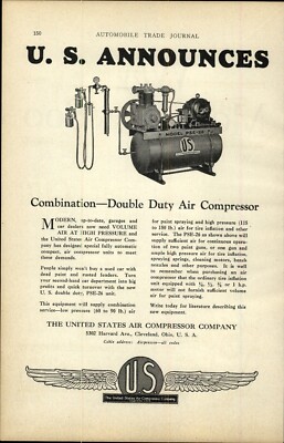 1927 PAPER AD CAR AUTO U.S. Combination Double Duty Air Compressor ...
