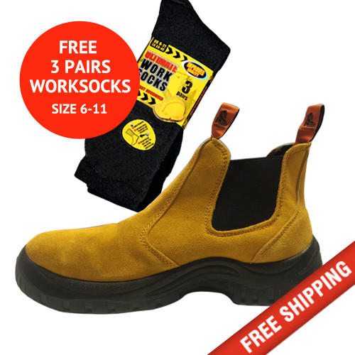 SUEDE Steel Cap Work Boots Slip on Water resistant Slip Resistant STEEL safety - Picture 5 of 7