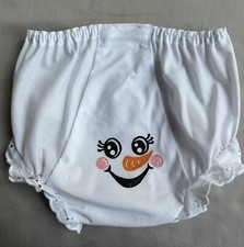 Baby Girls Panty/Diaper Cover Hand Painted with Whimsical Snowman Face Size NB