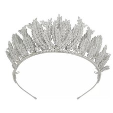 Silver Leaf Design Bridal Tiara Headpiece Headband Wedding Accessory 15cm