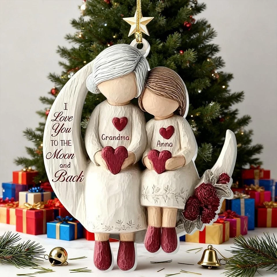 Acrylic Pendant Grandparents Moon I Love Love You to The Moon and Bacღ - image 4 of 4