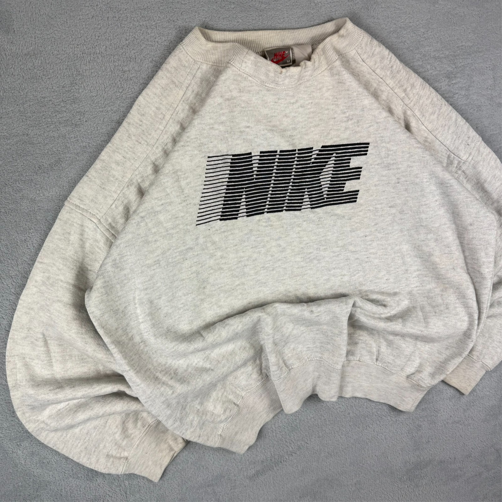Vintage Nike 1990's Grey Spellout Size Medium Pullover Heavyweight Sweatshirt image 2