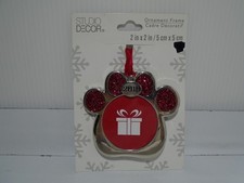 STUDIO D COR SILVER  RED PAW PRINT 2.75" X 3" PHOTO FRAME ORNAMENT NIP CB5412 