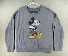 Disney Women's Sweatshirt Size XL Gray Mickey Mouse Pullover Crew Neck Stretch