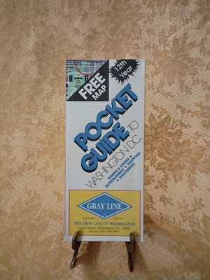 1993 Pocket Guide to Washington D.C. Gray Line Free Map 12th Year Tour Brochure