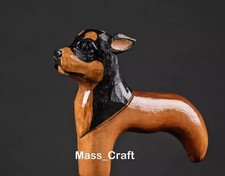 Hand carved dog handle wooden walking stick animal walking cane Christmas gift