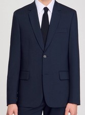 SANDRO Jersey Blazer Mens EU 46 Single Breasted Lined 2 Buttons Marine NEW