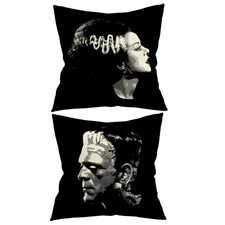 18x18 in Set of 2 Decorative Pillowcase Halloween Gothic Couple Horror Throw ...