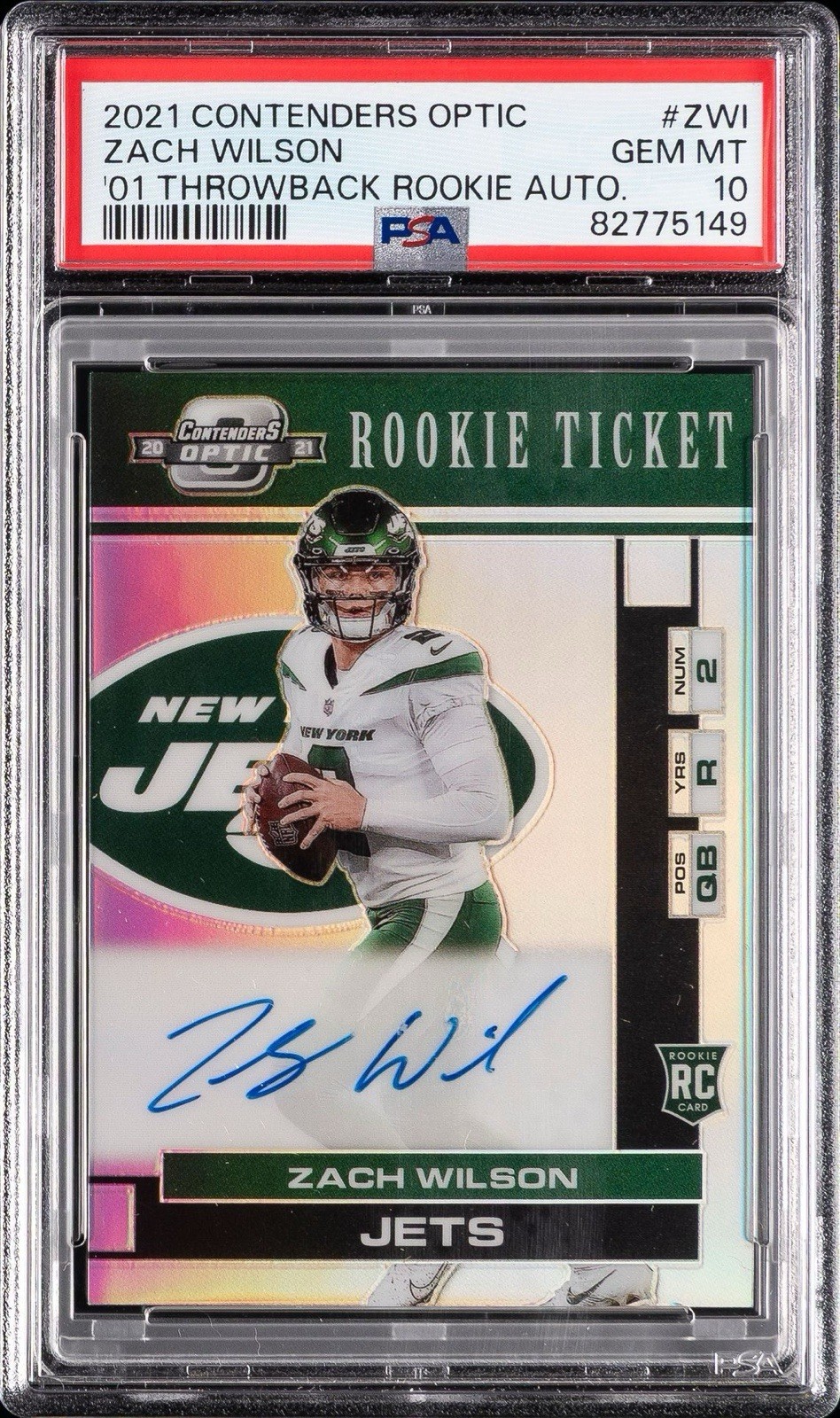 Zach Wilson Panini Phoenix Rps Rookie Auto Jersey #ZWI Base