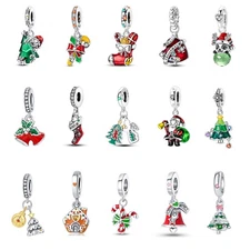 Optional European 925 Sterling Silver Christmas DIY Charm AAA CZ For Bracelet