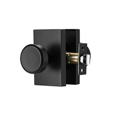 Matt Black Door Knobs with Push Lock for Bath Bedroom