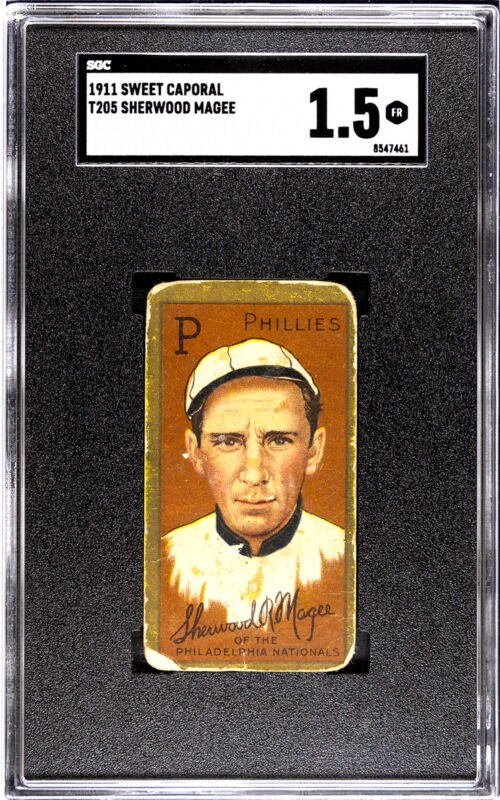 1911 T205 SHERRY MAGEE FAIR SWEET CAPORAL GOLD BORDER SGC 1.5 PHILLIES