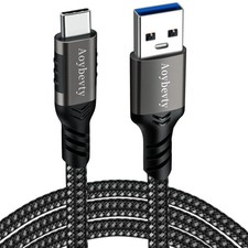 USB A to USB C Cable 6.6ft, 10Gbps Data Transfer and 60W 3A Fast Charging Cab...