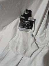 NWT Under Armour Youth Cushioned No Show Heatgear Socks Size 4.5-7 White Grey
