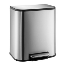 5-Gallon Stainless Steel Kitchen Trash Can with Step Pedal Silent Soft-Close Lid