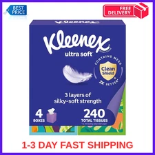 Kleenex Ultra Soft Tissues, 3-Ply Strength, 240 Count, 4 Cube Pack Boxes