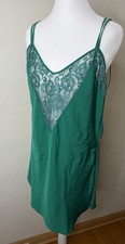 Vintage 90s Victoria  s Secret Gold Label Satin Lace Slip Dress Size Large Green
