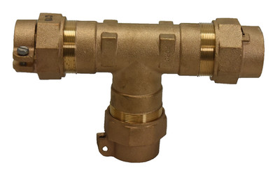 Ford Meter Box Joint CTS Water Service Brass Reducing Tee 2'' x 2'' x 2''