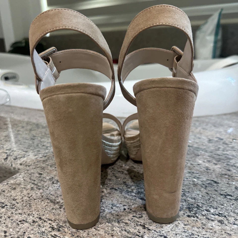 Pelle Moda Paloma Latte Suede Beige Platform Sandals 9M $160 - Image 3 of 4