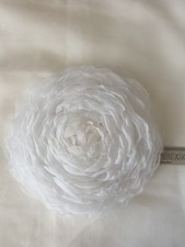 Large White Flower Brooch 21 cm Handmade Textile Floral Pin Statement Accessory