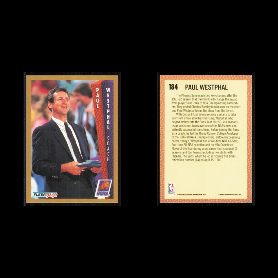 Paul Westphal #184 1992 Fleer Phoenix Suns Basketball Card NBA NM - Image 3 of 3