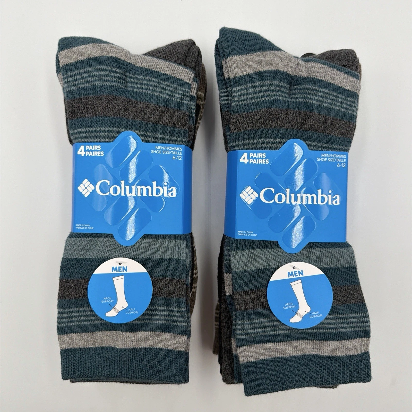 Columbia Casual Boot Socks - Multicolor - Men's 6-12 **8 PAIRS** **NEW**