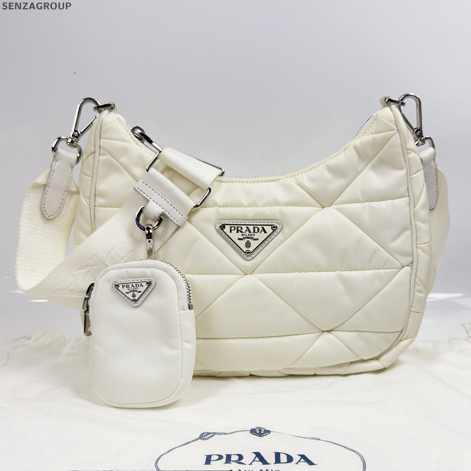 Prada Nylon Re-Edition 2005 Hobo Bag Silver - Classic Women's Shoulder Bag