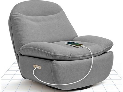 Elektrischer Ruhesessel XR6-OVAL-G-EUAM mit USB, drehbar, grau - A