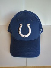 Indianapolis Colts Hat Cap Stretch Flex Fit OSFA Blue Plain Logo VTG Y2K Reebok