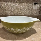 Vintage PYREX 444 Spring Blossom Cinderella Green Mixing Bowl "Crazy Daisy" 4 QT