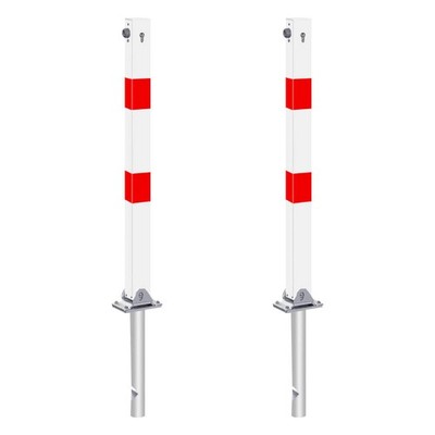 BIGPACK 2x ROBUSTO Klapp-Pfosten, gleichschl., r/w, einbetonieren, Stahl, 7x7cm
