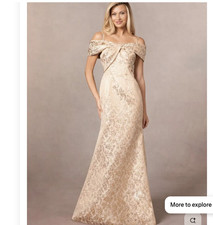 AZAZIE HARRISON ROSE GOLD METALLIC SHEATH OFF THE SHOULDER JACQUARD 16 NEW