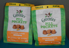 GREENIES Pill pockets for dogs CHICKEN flavor capsule 60 treats LOT OF 2