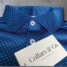 Collars  Co Polo Shirt Mens S Blue Polka Dot Dress Collar Preppy Stretch NWT