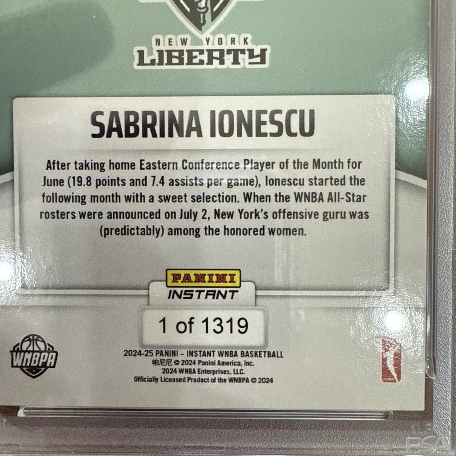 2024-25 Panini Instant WNBA - Sabrina Ionescu #121 /1319 view 2