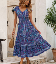 Bunte Midi Kleid mit Paisley-Muster Gr. M Neu...