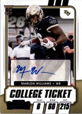 2021 Panini Contenders Draft Picks Game Ticket Purple #310 Marlon Williams Auto