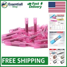 100 Pcs Heat Shrink Butt Connectors 22-16 AWG - Waterproof Wire Crimp Terminals