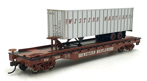 Bachmann HO (1/87) Scale 16706 - Flat Car w/Piggy Back Trailer Western Maryland | Condition: Used