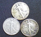 Lot of 3   1936 1937 1942  Walking Liberty Half Dollars-90% Silver