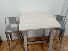 4 Mesas madera haya y 6 taburetes altos de comedor o bar, IKEA excelente estado