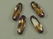 4pcs. 21X7mm  LT. CO. TOPAZ RECTANGLE FOILED POINTED BACK European Rhinestones