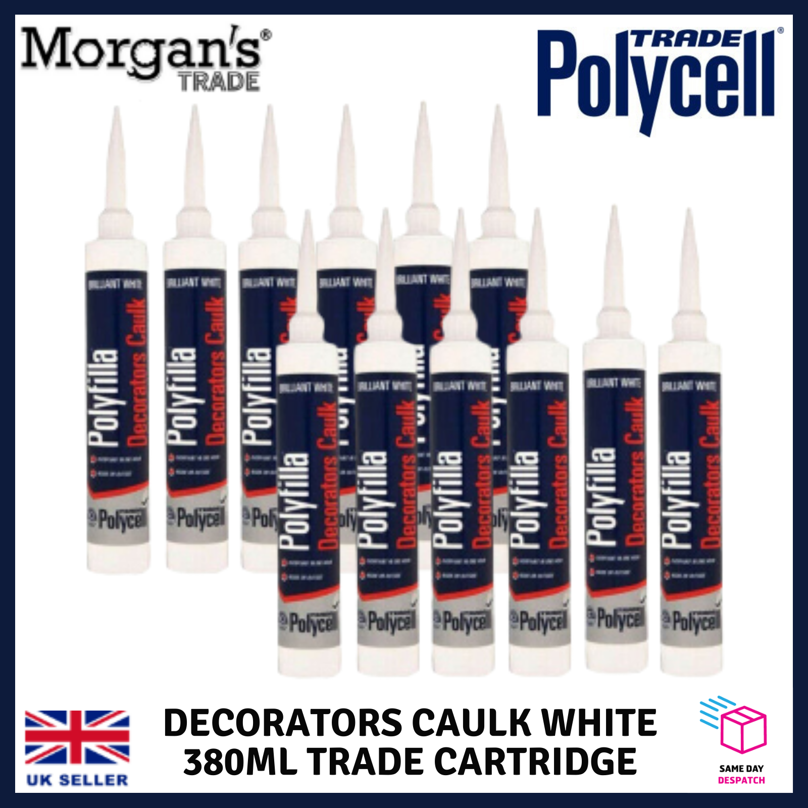 Polycell Polyfilla Decorators Caulk White 380ml Trade Cartridge Pack Of