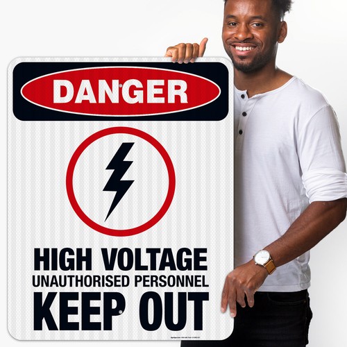 High Voltage Unauthorised Personnel Keep Out Sign, OSHA Gefahrenschild, (SI-3802) - Bild 73 von 86