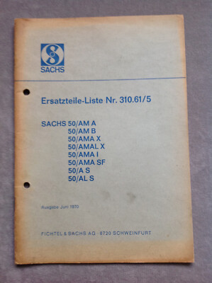 Ersatzteilliste Sachs 50 AM A Juni 1970 Hercules DKW Rixe Göricke Miele